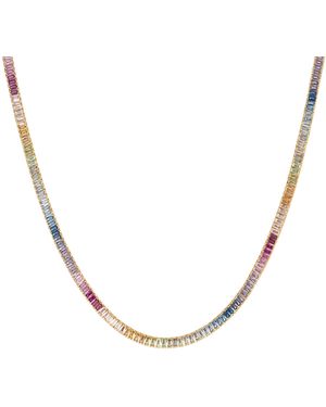 AUrate New York Ombré Rainbow Baguette Tennis Necklace - Metallic
