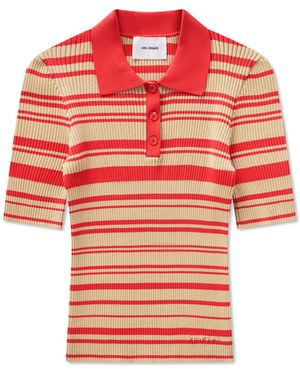 Axel Arigato Anja Ribbed Polo Top - Red