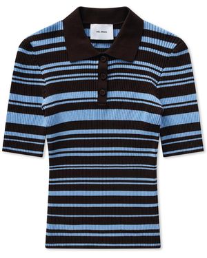 Axel Arigato Anja Ribbed Polo Top - Blue