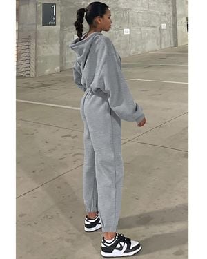 Everyday the Label Solid Drop Shoulder Hoodie And Joggers Activewear Set - Grey