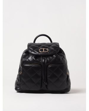 Twinset Quilted Backpack Drawstring Closure - Black