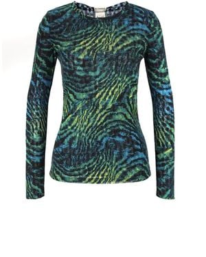 Diane von Furstenberg Long Sleeve Jumper With Unique Textured Pattern And Comfortable Fit - Green
