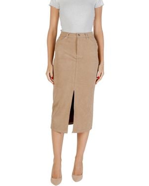 ONLY Zip And Button Front Pocket Skirt - Natural