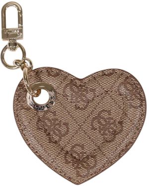 Guess Heart Monogram Keychain - Brown