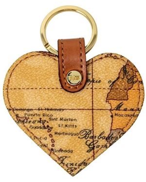 Alviero Martini 1A Classe Heartshaped World Map Keychain - Metallic