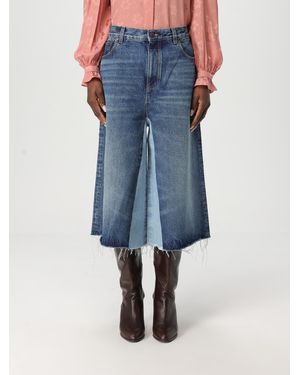 Chloé Denim Midi Skirt Twotone Design - Blue