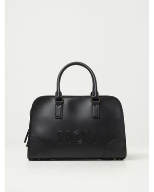 MCM Patricia Satchel Embossed Logo - Black