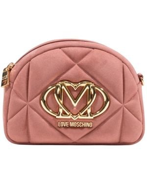 Moschino Suede Shoulder Bag With Zip Closure And Inside Pocket - Pink