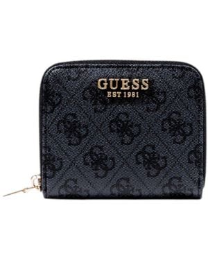 Guess Zip-Around Wallet With Inside Pockets And Compartments - Black