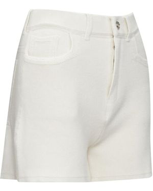 Barrie Casual Denim Shorts With Pockets - White