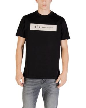 ARMANI EXCHANGE Printed Short Sleeve Round Neck T-Shirt - Black