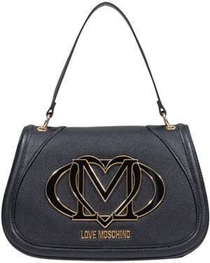 Moschino Handbag With Automatic Button Fastening And Inside Pocket - Black