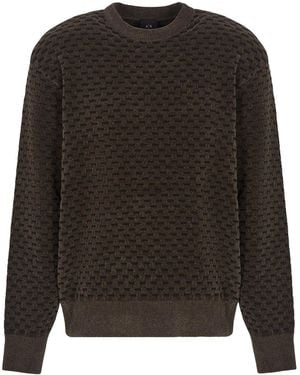 ARMANI EXCHANGE Round Neck Long Sleeve Knitwear - Black