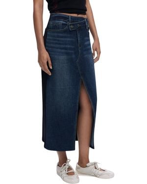 Desigual Denim Skirt With Zip And Button Fastening - Blue