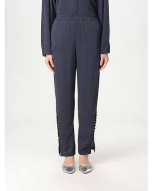 Emporio Armani Straight Leg Trousers Side Slits - Blue