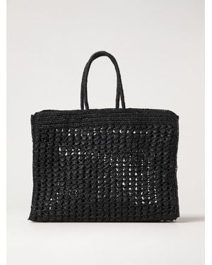 Liviana Conti Crochet Straw Tote Bag - Black