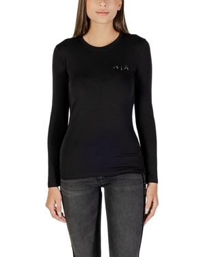 ARMANI EXCHANGE Rhinestone Embellished Long Sleeve Knitwear - Black