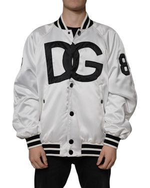 Dolce & Gabbana Dg Varsity Satin Bomber Jacket - Grey