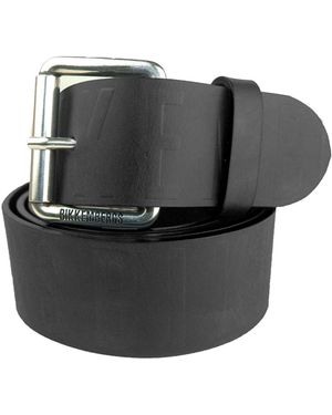 Bikkembergs Leather Logo Belt With All-Over Branding - Grey