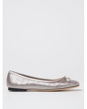 Jimmy Choo Elme Flat Glitter Ballerina Flats - White