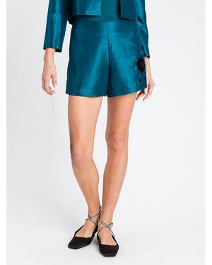 Twinset Embellished Woven Shorts - Blue