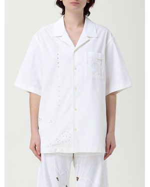 Marine Serre Embroidered Eyelet Cotton Shirt - White