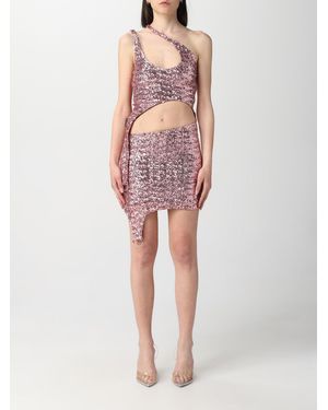Ambush Sequin Mini Dress Asymmetrical Cutout - Pink