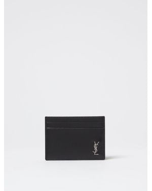 Saint Laurent Ysl Card Holder Leather Wallet - White