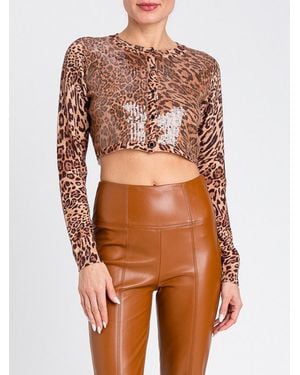 Twinset Leopard Sequin Detail Cardigan - Natural