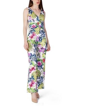 Guess Printed Sleeveless V-Neck Jumpsuit - White