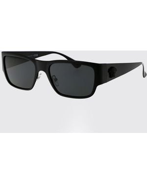Versace Rectangular Sunglasses With Standard Lens For Enhanced Clarity And Style - Black