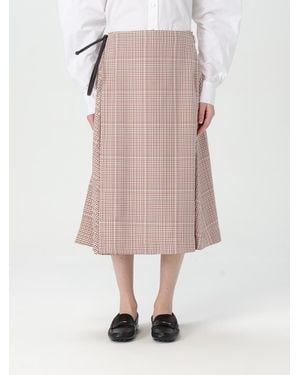 Bottega Veneta Plaid Wrap Midi Skirt - Pink