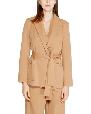 Rinascimento Camel Blazer With Self-Tie Belt - Natural