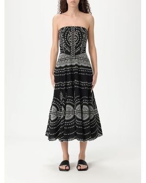 Charo Ruiz Embroidered Aline Midi Dress - Black
