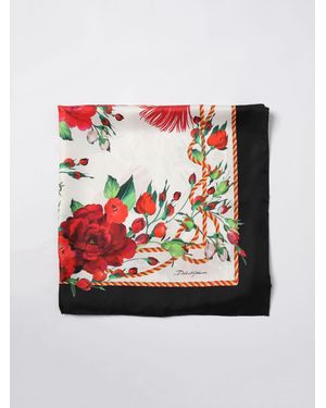 Dolce & Gabbana Floral Silk Scarf Rope Detail - Red