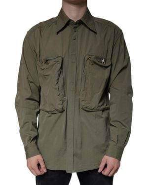 Dolce & Gabbana Military Cotton Bend Collared Coat Jacket - Green