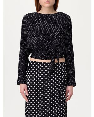 Mar De Margaritas Tiewaist Polka Dot Blouse - Black
