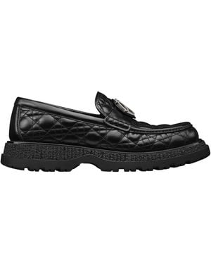 Dior Quilted Leather Loafers With Detailed Finish And Lug Sole - Black