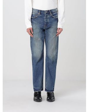 Purple Midrise Straight Leg Distressed Jeans - Blue