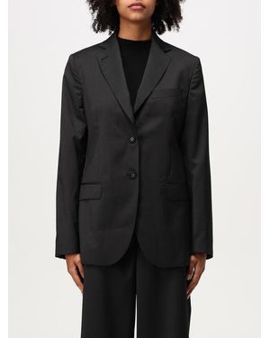 Officine Generale Pinstripe Wool Blazer Relaxed Fit - Black