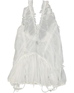 DSquared² Sleeveless Top With V-Neck And Ruffle Details - White