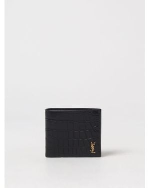 Saint Laurent Crocodile Leather Wallet Ysl Logo - White