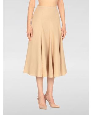 Fabiana Filippi Elegant High-Waisted Flared Midi Skirt For Formal Occasions - Natural