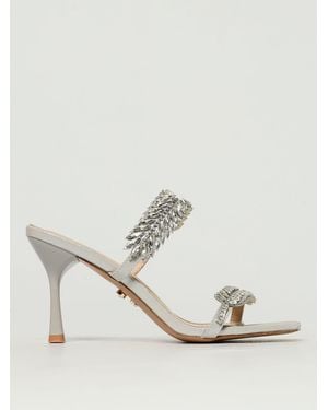 Twentyfourhaitch Rhinestone Embellished Kitten Heel Sandals - White