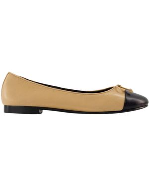 Tory Burch Leather Ballet Flats Bow Detail - White