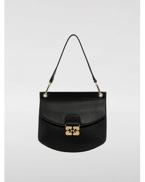 Ganni Shoulder Bag With Unique Closure - White