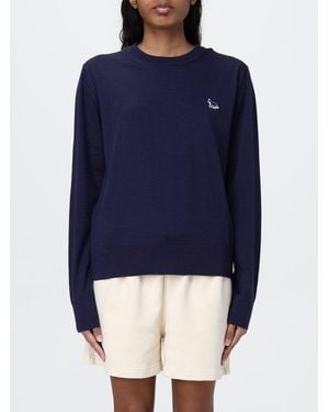 Maison Kitsuné Merino Wool Crew Neck Jumper - Blue
