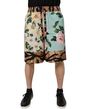 Dolce & Gabbana Floral Animal Print Shorts - Green