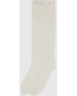 Valentino Cable Knit Kneehigh Socks - White