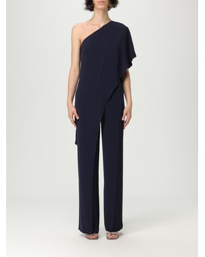 Ralph Lauren Draped Oneshoulder Wideleg Jumpsuit - Blue